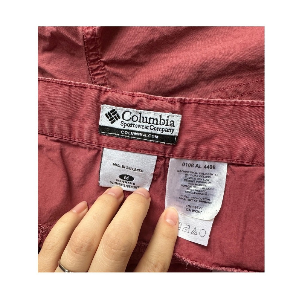 Columbia Womens Cargo Shorts Pink Red Cotton Hiking Outdoor Size Medium gorpcore - Picture 5 of 7